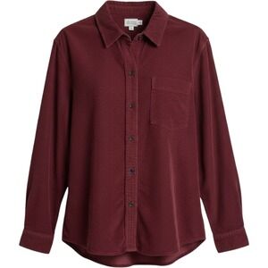 Alpine Design Mens Corduroy Long Sleeve Button Down Shirt Maroon Burgundy Medium